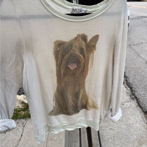 Wildfox Light Green Dog Graphic top